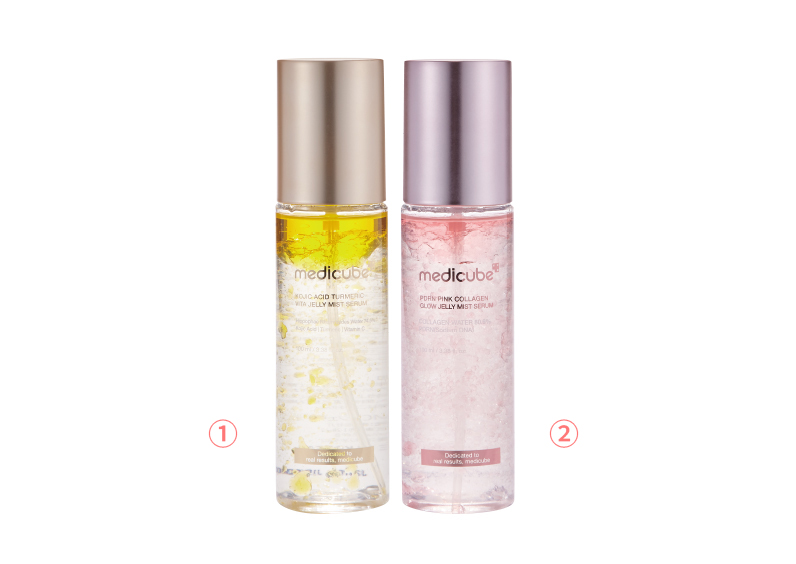 ①medicube 코디산 비타젤리 세럼 미스트 100mL ②medicube PDRN 핑크 젤리 세럼 미스트 100mL